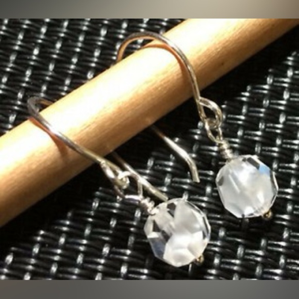 Vintage Genuine Swarovski White Givre & Sterling Silver Earring Petite Sparklers